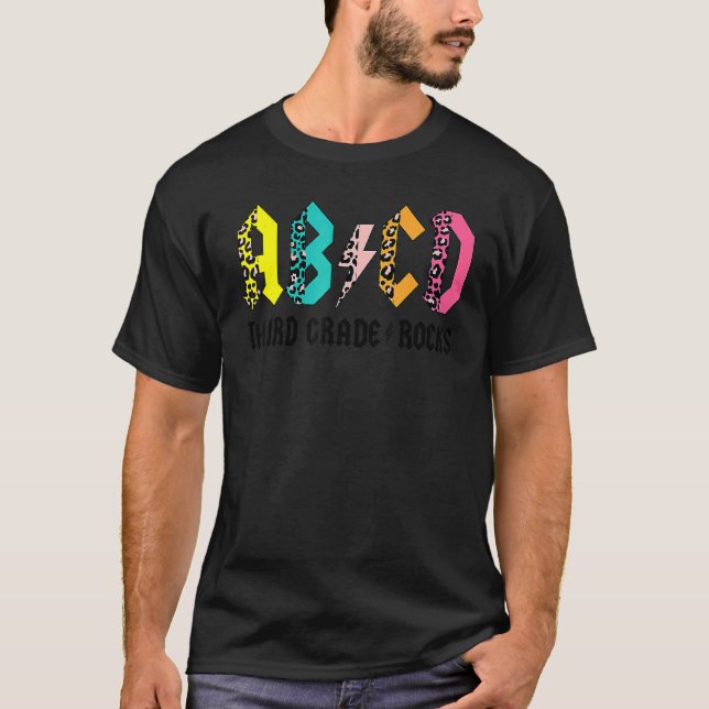 ABCD Third Grade Rocks Back To School 3rd Grade Te T-Shirt (Front)