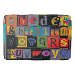 ABCDEFG -- The Alphabet in Crazy Fonts Bath Mat