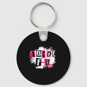 Abcdefu Retro Funny Heart Valentine's Day  Keychain
