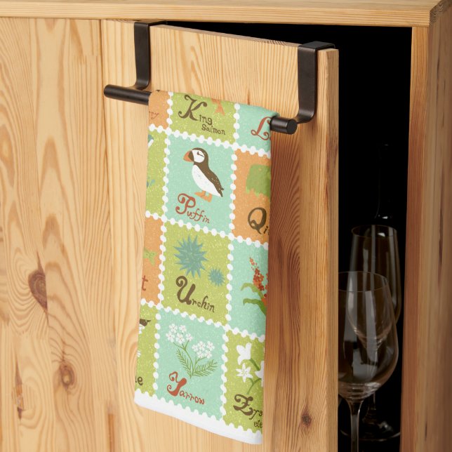 ABCs... Alaskan Wildlife Kitchen Towel (Thirds Fold)