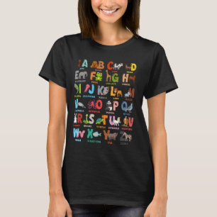 ABCs Alphabet Animals Pre-K Teachers Students Back T-Shirt