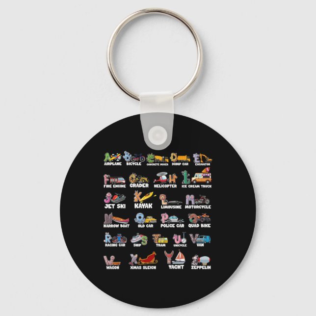 Abcs Alphabet Learning Transportation Animal Back  Keychain (Front)