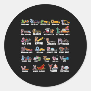 Abcs Alphabet Learning Transportation Animal Ck To Classic Round Sticker