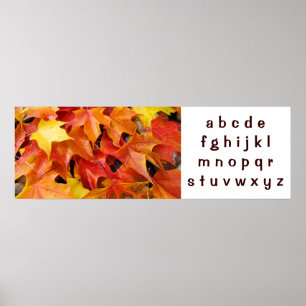 ABC's art poster banner Autumn Leaves Alphabet
