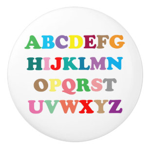 ABC's colorful lettering Ceramic Knob