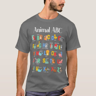 ABCs Learning Boys Girls Cute Animals Alphabet fri T-Shirt