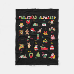 Abcs Learning Kindergarten Teacher Christmas Light Fleece Blanket