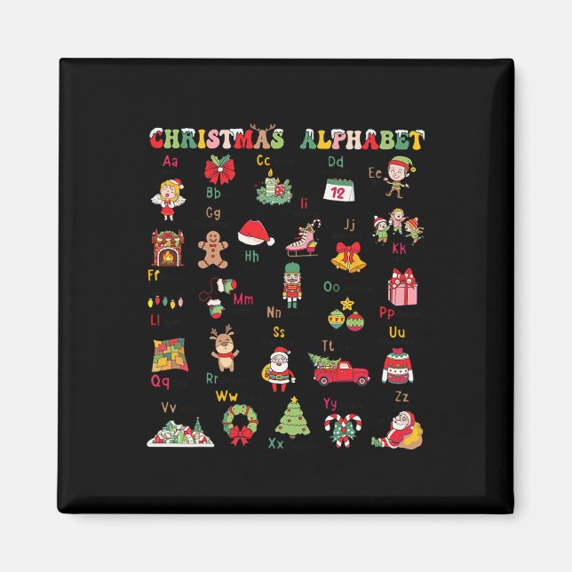 Abcs Learning Kindergarten Teacher Christmas Light Magnet (Front)