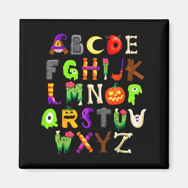 Abcs Learning Kindergarten Teacher Funny Halloween Magnet (Front)