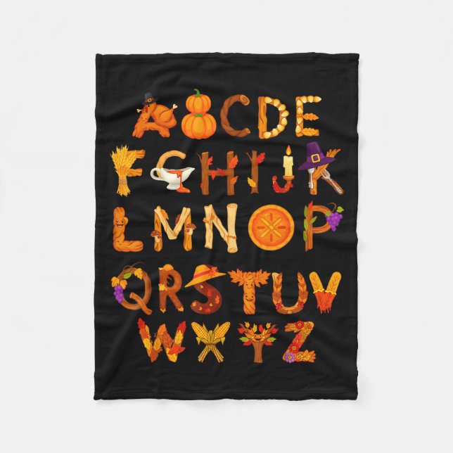 Abcs Learning Kindergarten Teacher Thanksgiving Al Fleece Blanket (Front)
