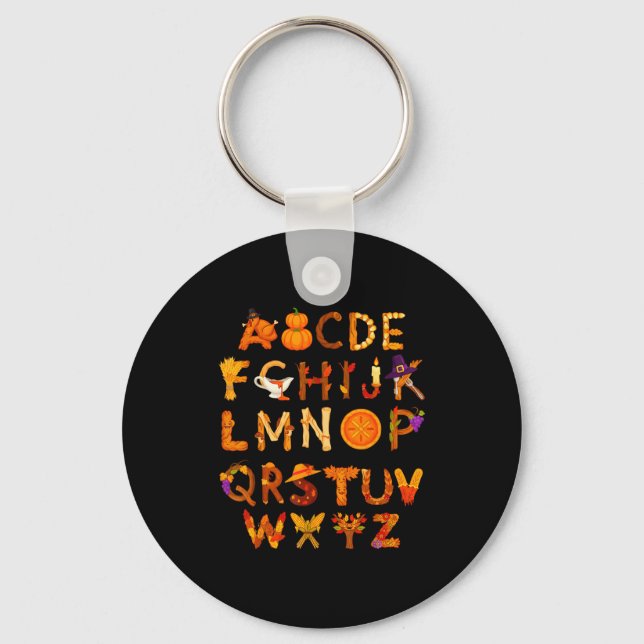 Abcs Learning Kindergarten Teacher Thanksgiving Al Keychain (Front)