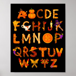 Abcs Learning Kindergarten Teacher Thanksgiving Al Poster
