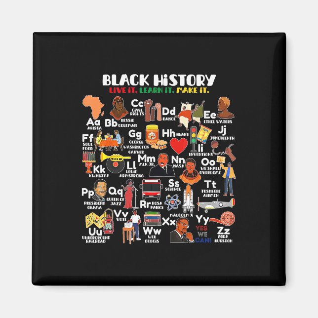 Abcs Of Black History Month Pride Live It Learn It Magnet (Front)