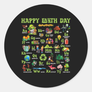 Abcs Of Earth Day Teacher Save Our Planet Nature Classic Round Sticker