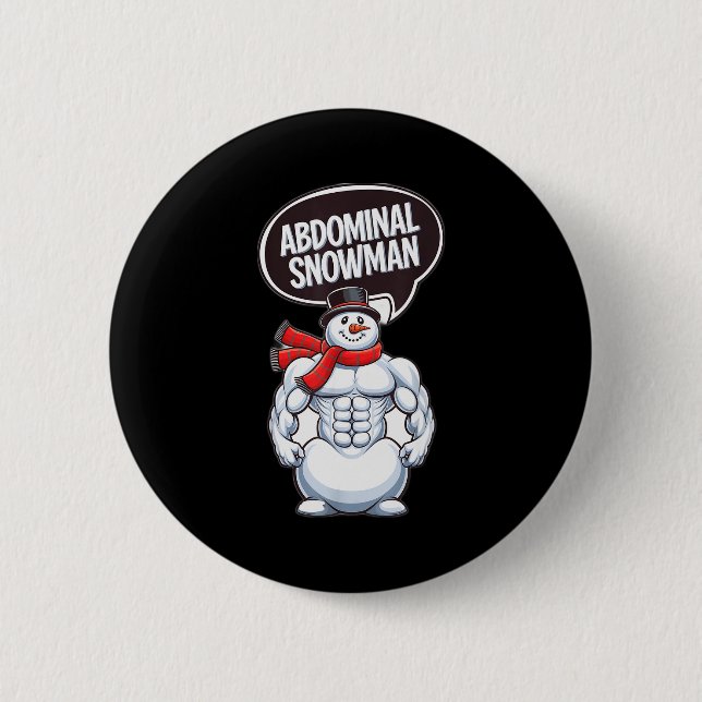 Abdominal Snowman 6 Pack Abs Christmas For Men Gym 2 Inch Round Button (Front)