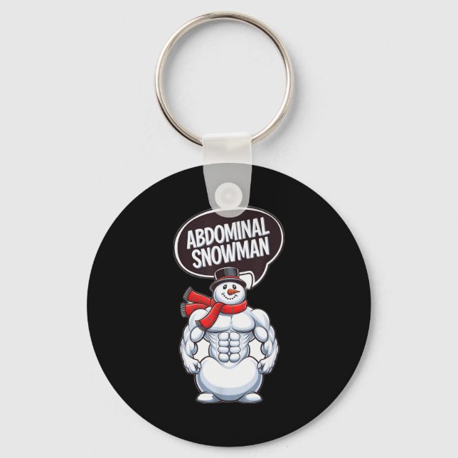 Abdominal Snowman 6 Pack Abs Christmas For Men Gym Keychain (Front)