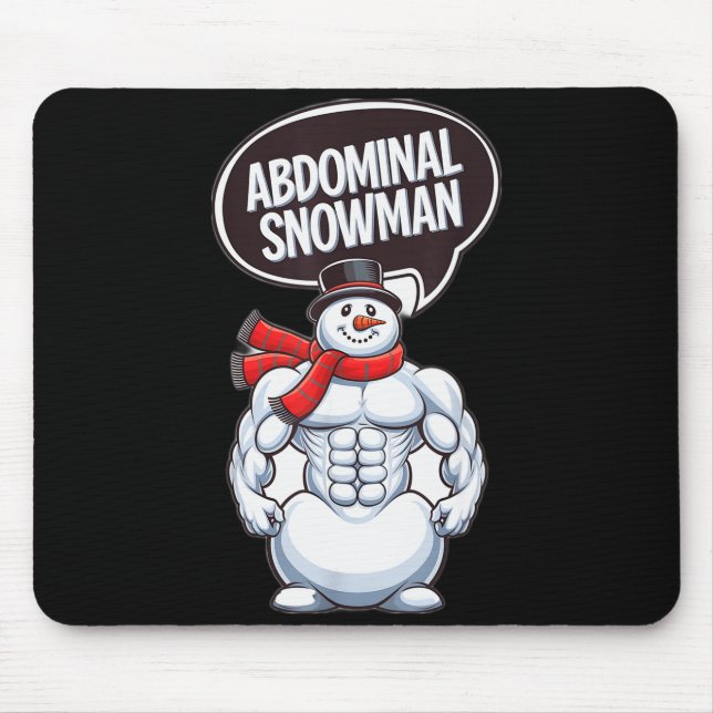 Abdominal Snowman 6 Pack Abs Christmas For Men Gym Mouse Pad (Front)