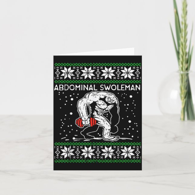 Abdominal Swoleman Yeti Fun Christmas Gym Weightli Card (Front)