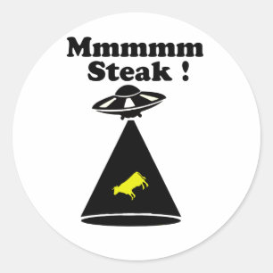 Abducted cow - Mmmm steak Classic Round Sticker