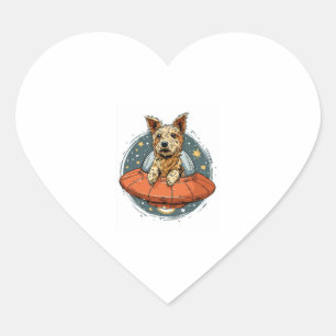 Abduction Dog – UFO Beaming Pup Heart Sticker