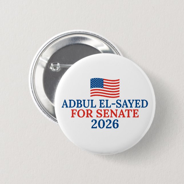 Abdul El-Sayed for Senate 2026 Election 2 Inch Round Button (Front & Back)