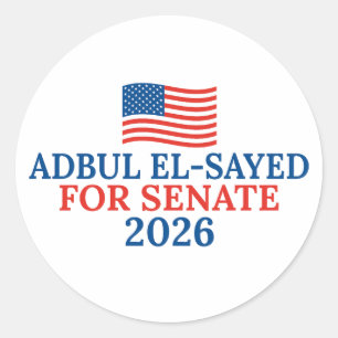 Abdul El-Sayed for Senate Michigan 2026 Election Classic Round Sticker
