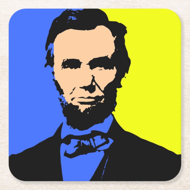 ABE LINCOLN 2    SQUARE PAPER COASTER (Front)