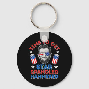 Abe Lincoln 4th Of July Time To Get Star Spangled  Keychain