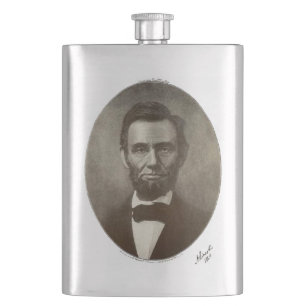 Abe Lincoln American President Vintage Portrait US Hip Flask