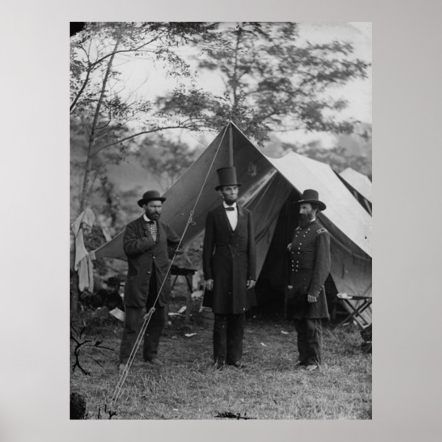 Abe Lincoln and A. Pinkerton battlefield Antietam Poster (Front)