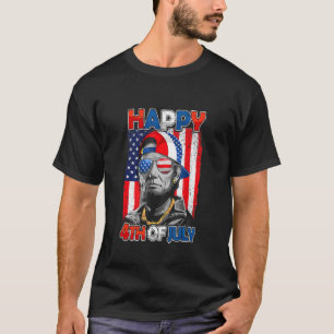 Abe Lincoln Beard Sunglasses American Flag 4th Of T-Shirt