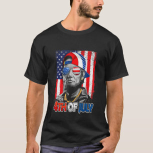 Abe Lincoln Beard Sunglasses American Flag 4th Of T-Shirt