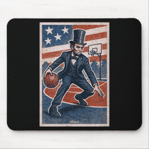 Abe Lincoln Dribbling - Aamerican Basball Player Mouse Pad