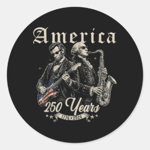 Abe Lincoln Founding Father Playing Guitar Classic Round Sticker