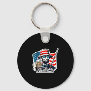 Abe lincoln four lures seven beers ago fishing keychain