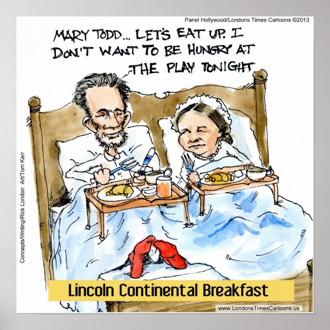 Abe Lincoln & Mary Todd Dans Bed Poster Drôle (Devant)