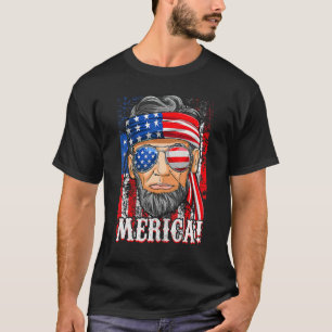 Abe Lincoln Merica American Flag 4th Of July Men T-Shirt