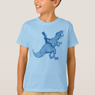 Abe Lincoln montant un T-Rex badine le T-shirt