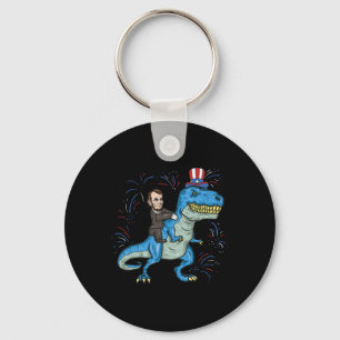 Abe Lincoln Riding A Dinosaur Shirt T-rex 4th Of J Keychain