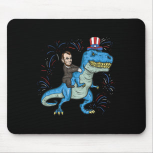 Abe Lincoln Riding A Dinosaur Shirt T-rex 4th Of J Mouse Pad