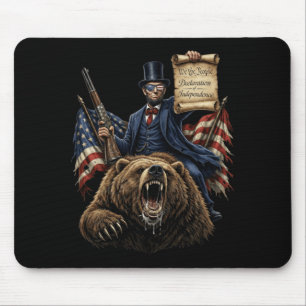 Abe Lincoln Riding Bear With Declaration Funny Mouse Pad