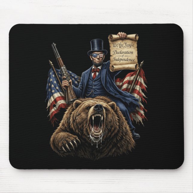 Abe Lincoln Riding Bear With Declaration Funny Mouse Pad (Front)