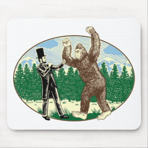 ABE LINCOLN: SASQUATCH HUNTER - Funny Bigfoot Logo Mouse Pad