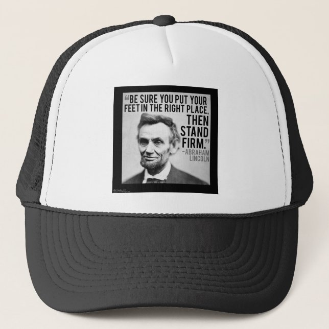 Abe Lincoln & "Stand Firm" Quote Trucker Hat (Front)