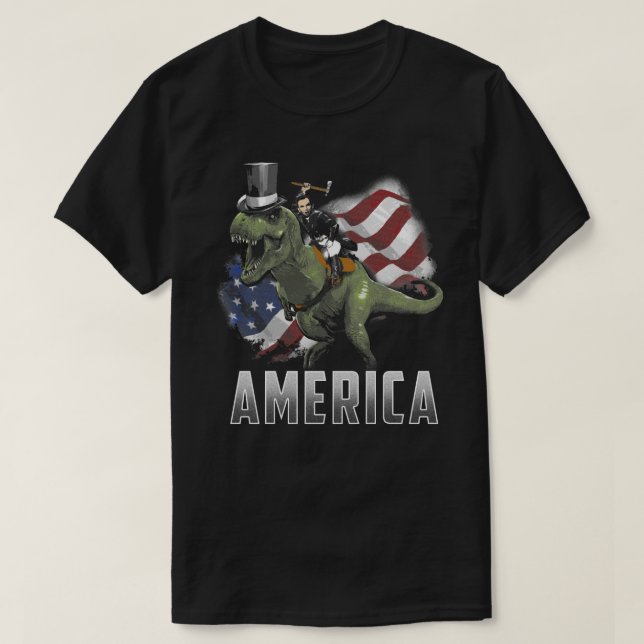 Abe Riding a Dino T-Shirt (Design Front)