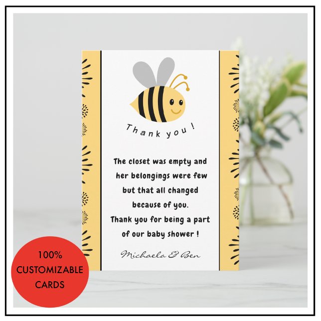 Abee merci cartes Sweet as peut être Baby shower (Bee thank you cards Sweet as can bee Baby shower)