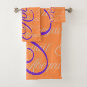 Abegail Repeating Name Pattern Bath Towel Set