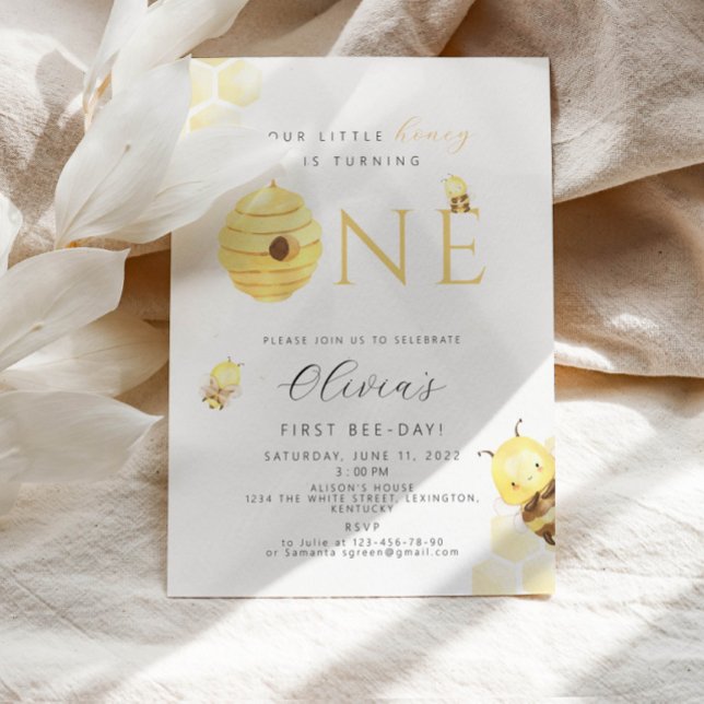 Abeille 1er anniversaire invitation (Créateur téléchargé)
