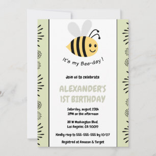 Abeille 1er anniversaire invitations Mignonne Mode