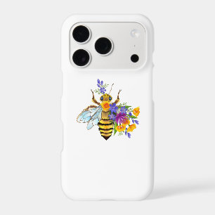 Abeille à fleurs avec plantes sauvages